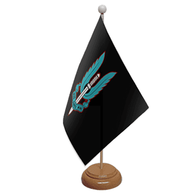 Special Air Service Desk / Table Flag with wooden stand and base