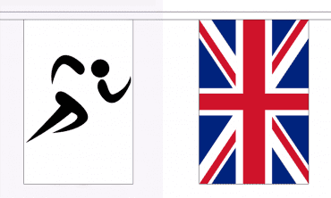 Sports and Union Jack bunting, rectangular, 18 metre