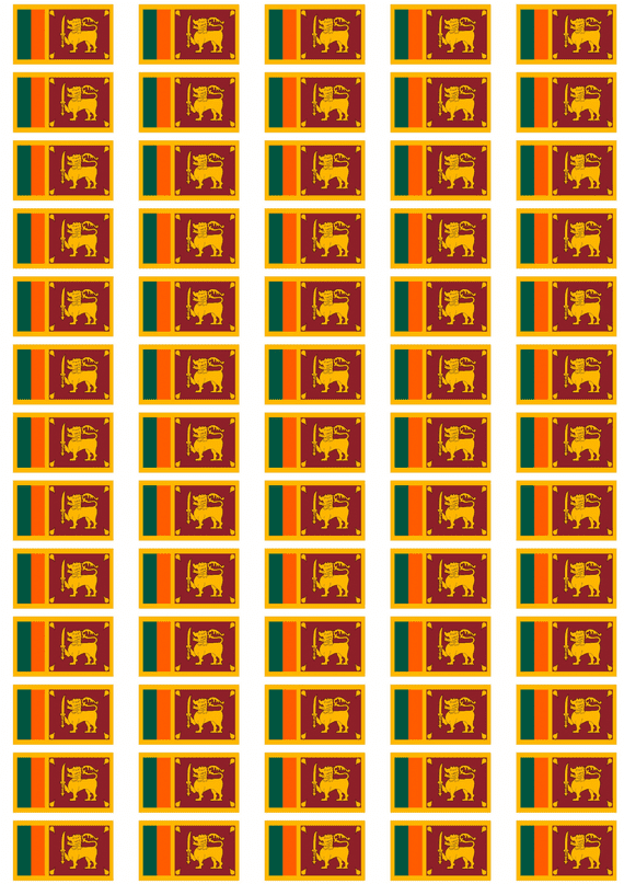 Sri Lanka Flag Stickers 65 per sheet