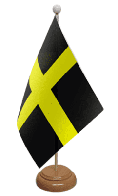 St. David Desk / Table Flag with wooden stand and base