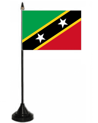 St. Kitts and Nevis Desk / Table Flag with plastic stand and base.