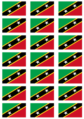 St. Kitts and Nevis Flag Stickers - 21 per sheet