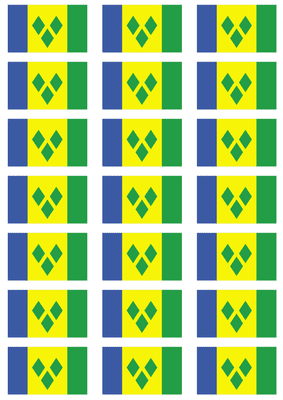 St. Vincent Flag Stickers - 21 per sheet