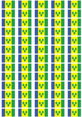 St. Vincent Flag Stickers - 65 per sheet