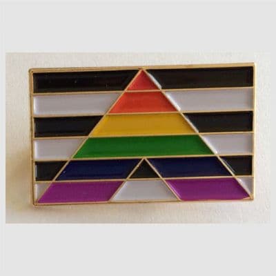 Straight Ally Pride Flag Rectangular Enamel Pin Badge