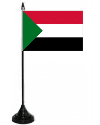 Sudan Desk / Table Flag with plastic stand and base.