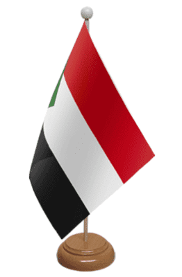 Sudan Desk / Table Flag with wooden stand and base