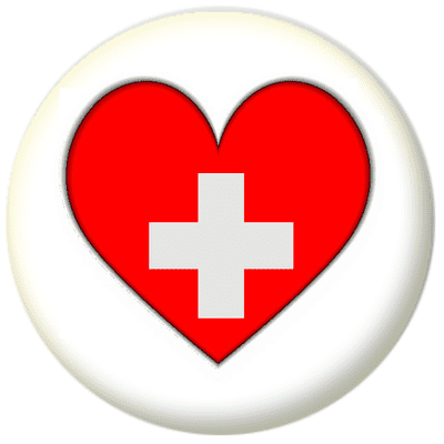 Switzerland Country Flag Heart 25mm Button Badge