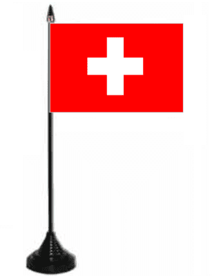 Switzerland Desk / Table Flag with plastic stand and base.
