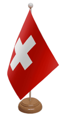 Switzerland Desk / Table Flag with wooden stand and base
