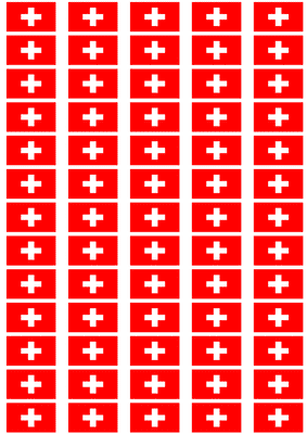 Switzerland Flag Stickers - 65 per sheet
