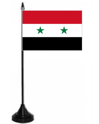 Syria Desk / Table Flag with plastic stand and base.