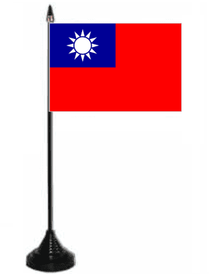Taiwan Desk / Table Flag with plastic stand and base.