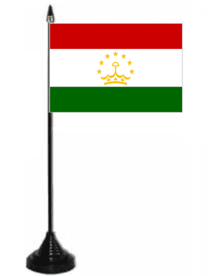Tajikistan Desk / Table Flag with plastic stand and base.