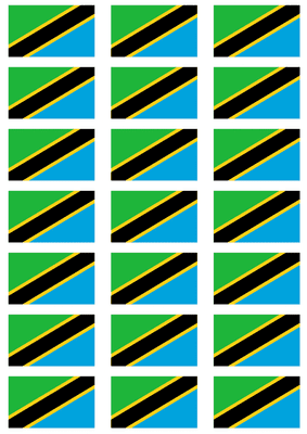 Tanzania Flag Stickers - 21 per sheet