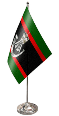 The Rifles Desk / Table Flag with chrome stand and base