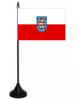 Thuringia Desk / Table Flag with plastic stand and base.
