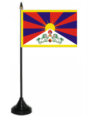 Tibet Desk / Table Flag with plastic stand and base.