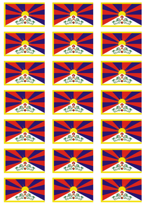 Tibet Flag Stickers - 21 per sheet
