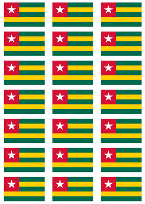 Togo Flag Stickers - 21 per sheet