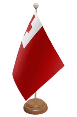 Tonga Desk / Table Flag with wooden stand and base