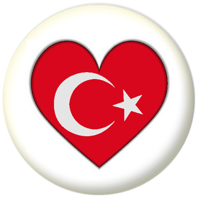 Turkey Country Flag Heart 25mm Button Badge