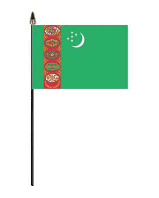 Turkmenistan Country Hand Flag - Small.