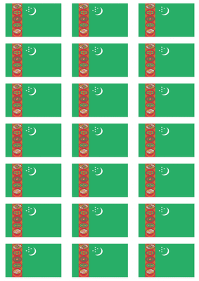 Turkmenistan Flag Stickers - 21 per sheet