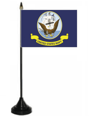 U.S. Navy Desk / Table Flag with plastic stand and base.
