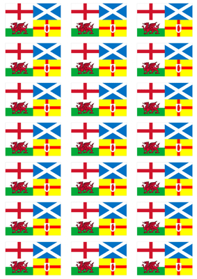 UK 4 Provinces Flag Stickers - 21 per sheet