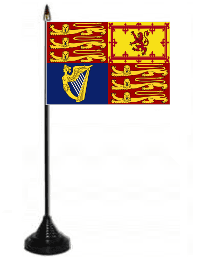 UK Royal Standard Desk / Table Flag with plastic stand and base.
