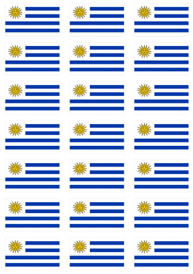Uruguay Flag Stickers - 21 per sheet