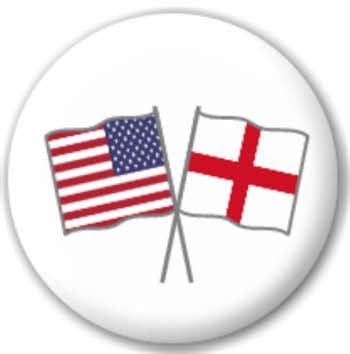 USA and England Friendship Flag 25mm Pin Button Badge