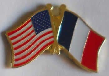USA And France Friendship Flag Pin Badge