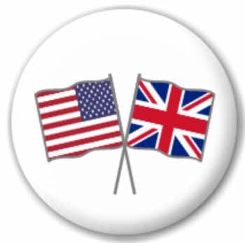 USA and Great Britain Friendship Flag 25mm Pin Button Badge
