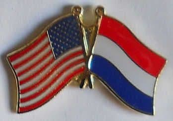 USA and Netherlands Friendship Flag Pin Badge