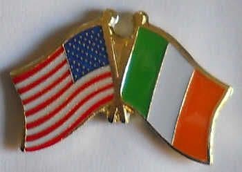 USA and Ireland Friendship Flag Pin Badge