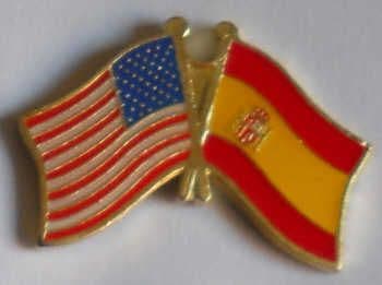 USA and Spain Friendship Flag Pin Badge