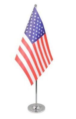 USA Desk / Table Flag with chrome stand and base.