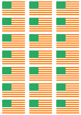 USA Irish Flag Stickers - 21 per sheet