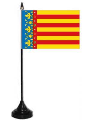 Valencia Desk / Table Flag with plastic stand and base.