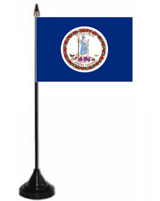 Virginia Desk / Table Flag with plastic stand and base.