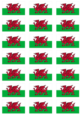 Wales Flag Stickers - 21 per sheet