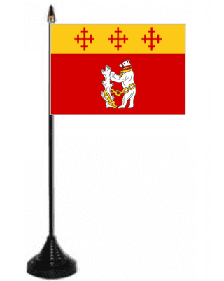 Warwickshire Old Desk / Table Flag with plastic stand and base.