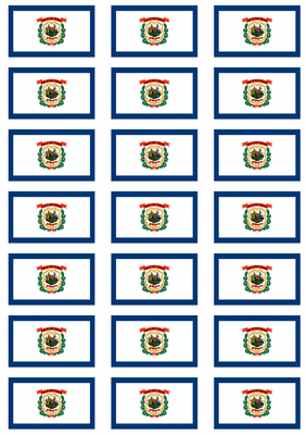 West Virginia Flag Stickers - 21 per sheet