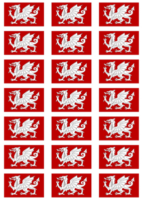 White Dragon Flag Stickers - 21 per sheet