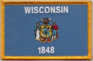Wisconsin Embroidered Flag Patch, style 08.