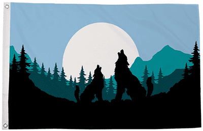 Wolf Silhouette Large Flag - 5' x 3'