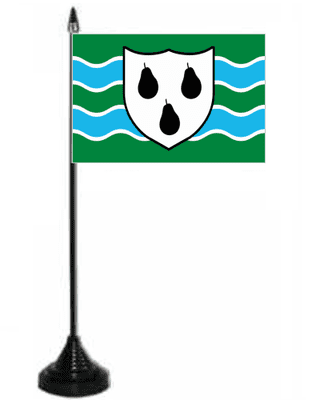 Worcestershire Desk / Table Flag with plastic stand and base.