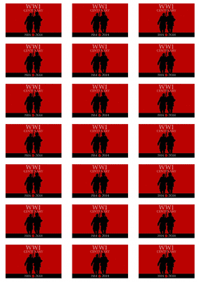 WW1 Centenary Stickers - 21 per sheet